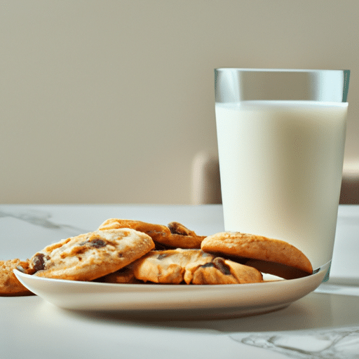 צלחת עוגיות טריות עם כוס חלב