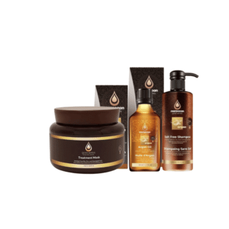 ערכת שיער מורוקן גולד שמפו 500 מל +מסיכה+סרום moroccan gold series argan oil